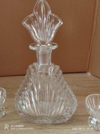 Decantador cristal con 6 copas(antiguo)