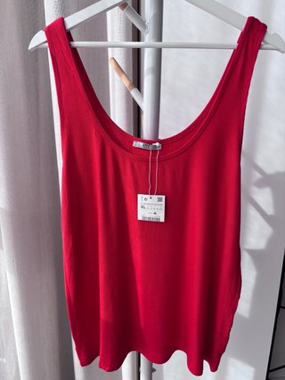 Top canalé Zara Rojo XL