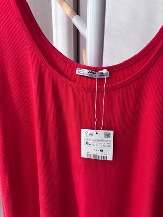 Top canalé Zara Rojo XL