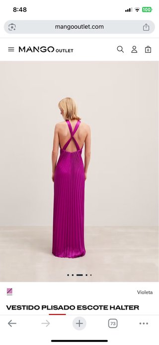 Vestido Mango fiesta plisado halter