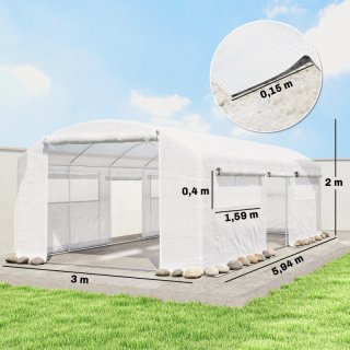Invernadero Túnel 6x3x2m con 3 Puertas