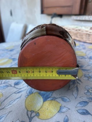 Vaso vintage ceramica marrone con manici