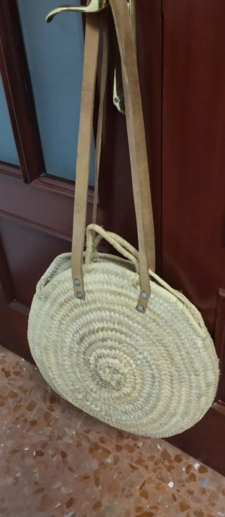 Bolso de Esparto con Asas de Piel