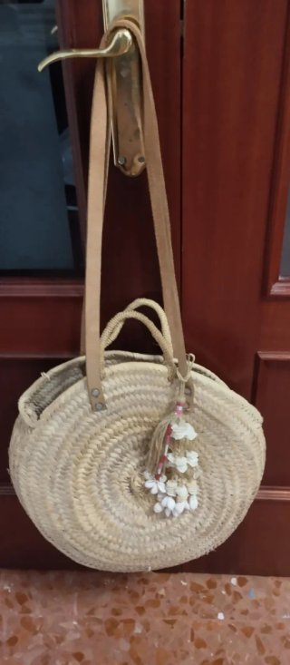 Bolso de Esparto con Asas de Piel