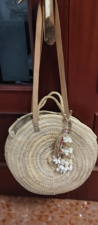 Bolso de Esparto con Asas de Piel
