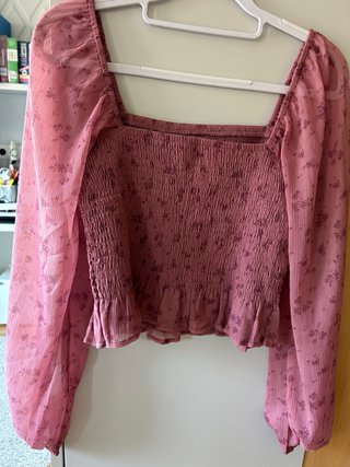 Blusa rosa floral manga larga talla M