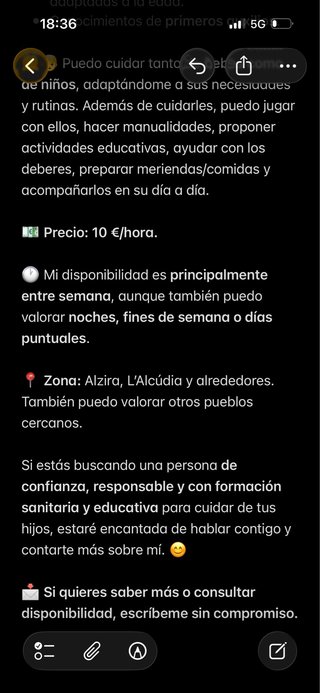 Niñera con formación sanitaria y educativa
