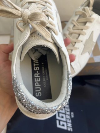 Golden Goose Superstar Sneakers Blancas y Plateada
