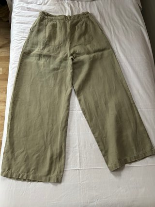 Pantalón Zara Lino Verde Oliva