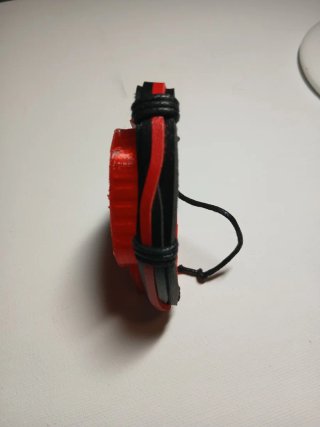 Pulsera Cuero Negra y Roja