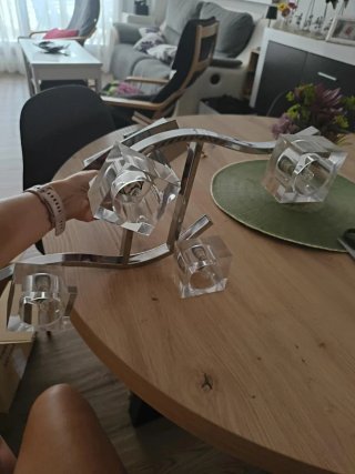 Lámpara de techo cromada 4 luces cristal halógenas