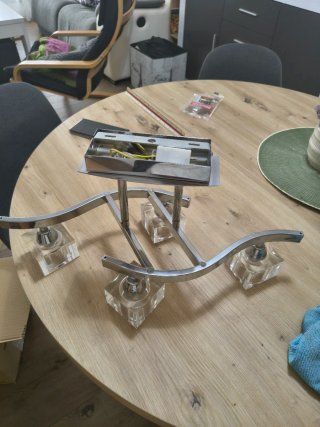 Lámpara de techo cromada 4 luces cristal halógenas