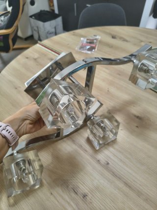 Lámpara de techo cromada 4 luces cristal halógenas