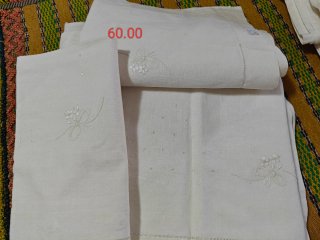 Antiche lenzuola matrimoniali in lino ricamate