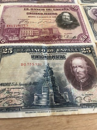 Lote 6 Billetes pesetas diferentes