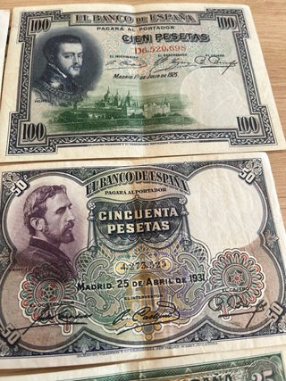 Lote 6 Billetes pesetas diferentes