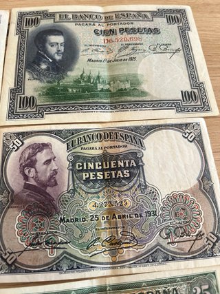 Lote 6 Billetes pesetas diferentes