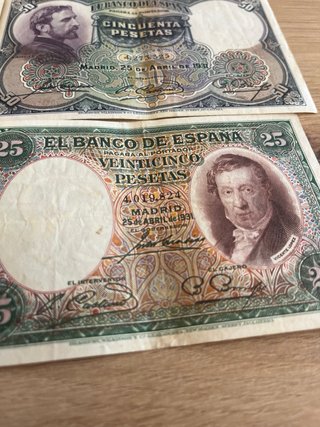 Lote 6 Billetes pesetas diferentes