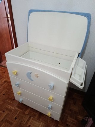 Mueble cambiador blanco bebé con bañera