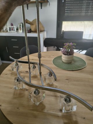 Lámpara de techo cromada 6 luces cristal