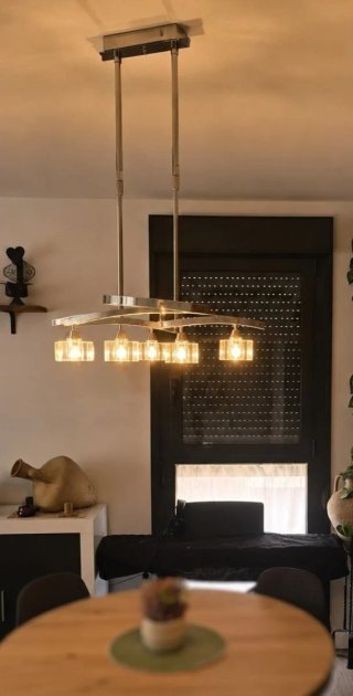 Lámpara de techo cromada 6 luces cristal