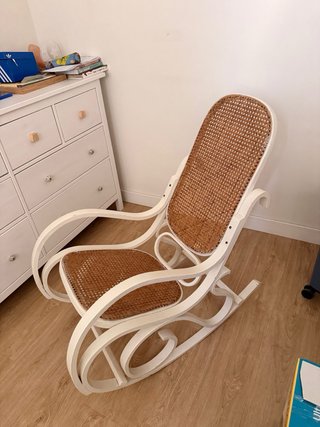 Silla Mecedora Rattan y Madera