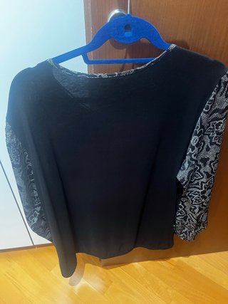 Blusa Janina fantasia nera e argento