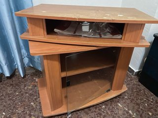 Mueble TV madera y cristal