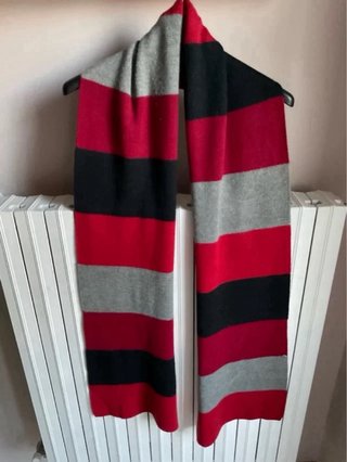 Sciarpone Vintage Righe Rosse Nere Grigie