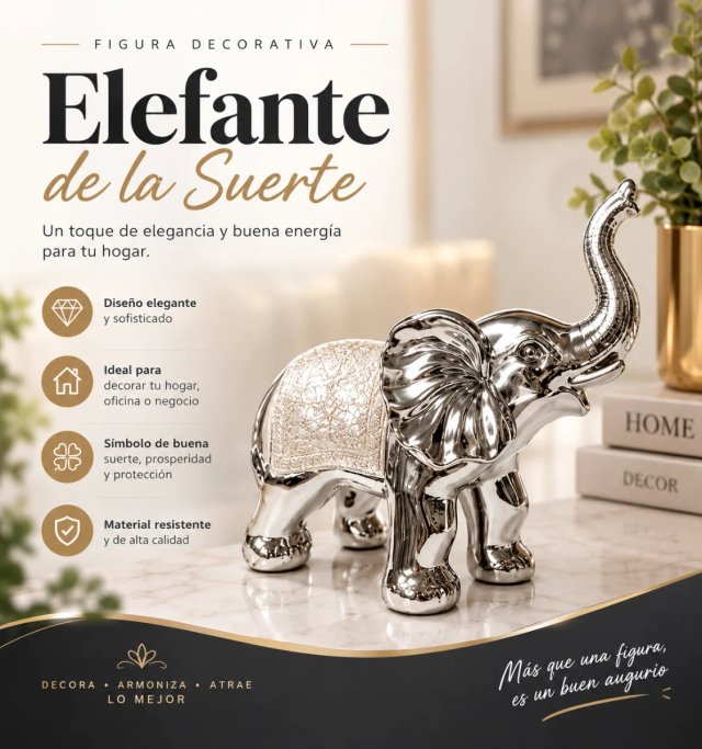 Escultura de elefante plateado