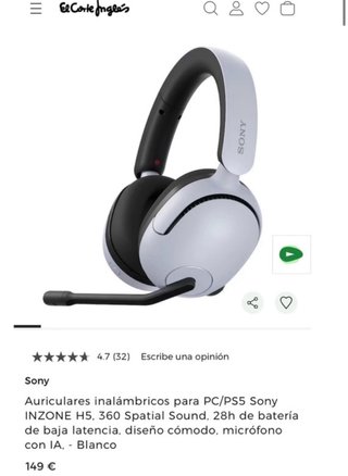 Cascos Gaming Sony INZONE H5 Inalámbricos