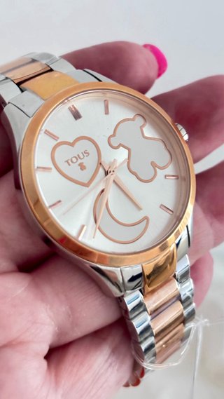 Reloj Tous Sweet Power bicolor plata/oro rosé nuev