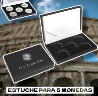 ESTUCHE PARA 5 MONEDAS DE 40 MM + CERTIFICADO