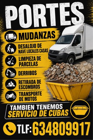 Portes mudanzas escombro derrribos limpieza