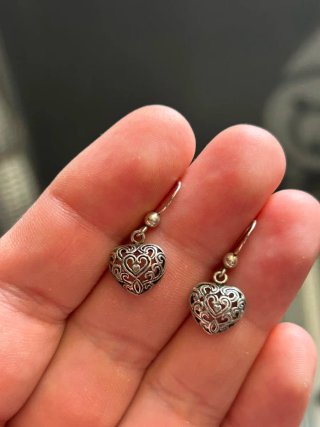 Pendientes de filigrana forma corazón plata 925