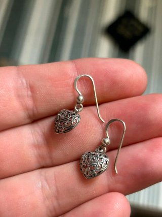 Pendientes de filigrana forma corazón plata 925