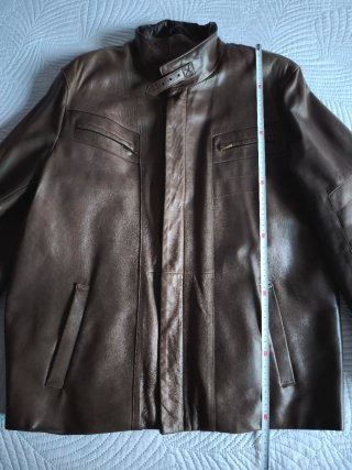 Chaqueta de piel hombre marrón