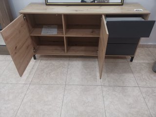 Mueble de salón madera y gris