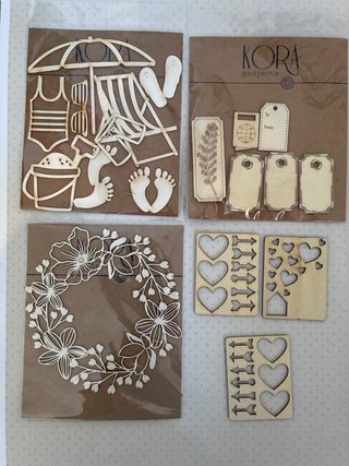 Lote Adornos Scrapbooking Madera