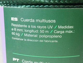 Cuerda Parkside Multiusos Verde 50m
