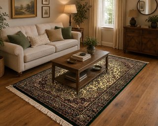 Tappeto in lana beige e multicolore