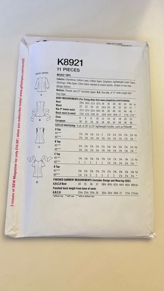 Patrones Simplicity 59324 y K8921