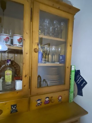 Mueble comedor pino madera y cristal