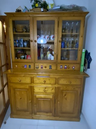Mueble comedor pino madera y cristal