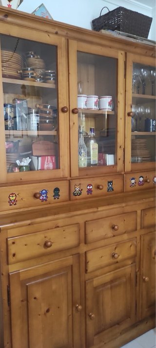 Mueble comedor pino madera y cristal
