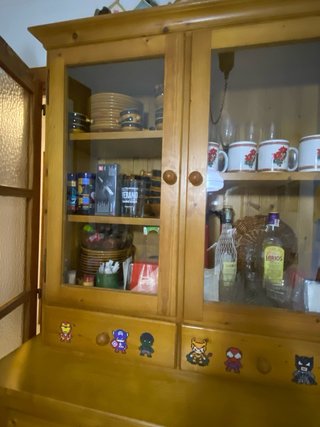 Mueble comedor pino madera y cristal