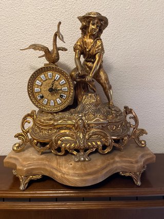 Reloj Bronce Figura y Mármol