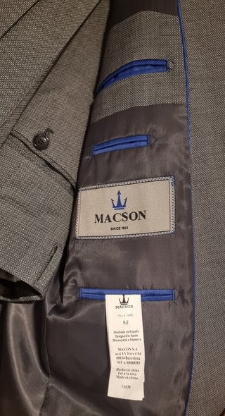 Traje Macson Gris Talla 52 Americana + Pantalón