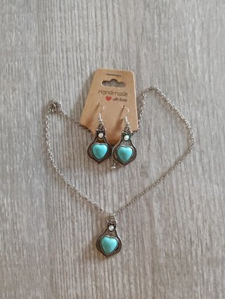 Por Conjunto de Joyas Turquesa y Plata