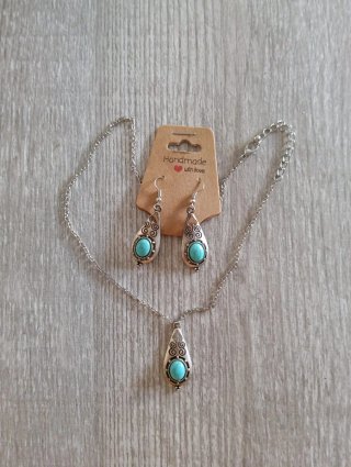 Por Conjunto de Joyas Turquesa y Plata